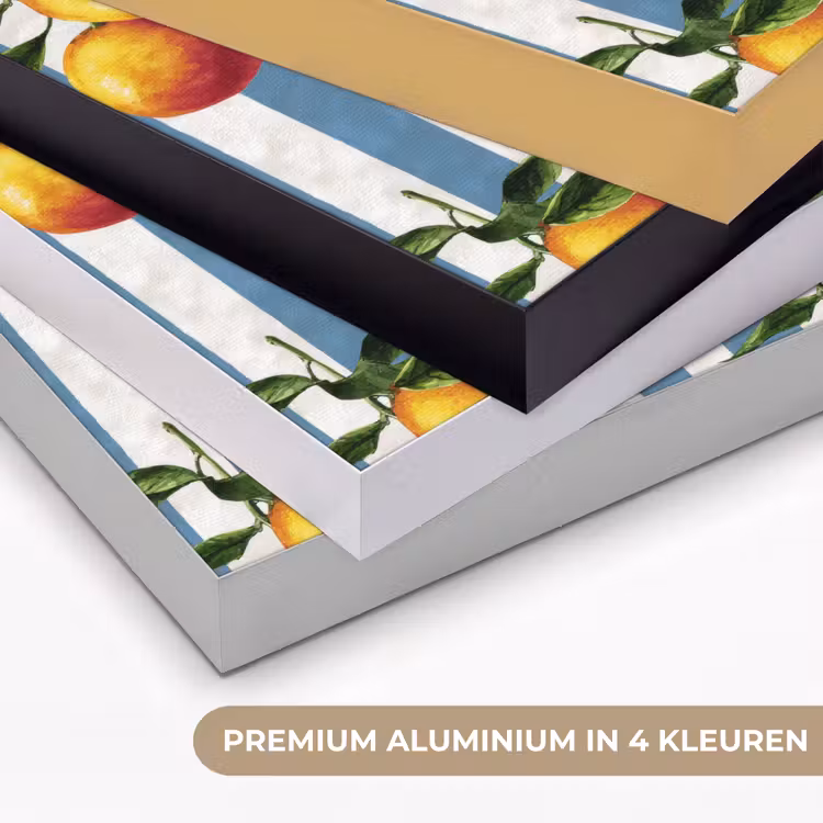 Strepen - Citroen - Blauw Textielframe zwart klein 947 -USP_kleurenNL