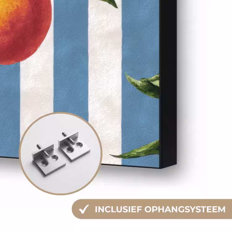 Strepen - Citroen - Blauw Textielframe zwart klein 947 -USP_ophangsysteemNL