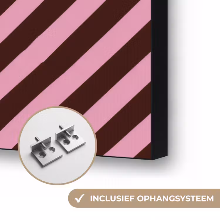 Strepen - Roze - Bruin Textielframe zwart klein 947 -USP_ophangsysteemNL