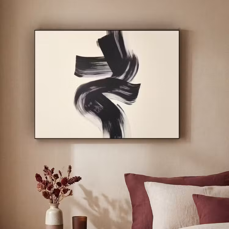 Strepen - Zwart - Abstract Textielframe zwart klein -sfeer1