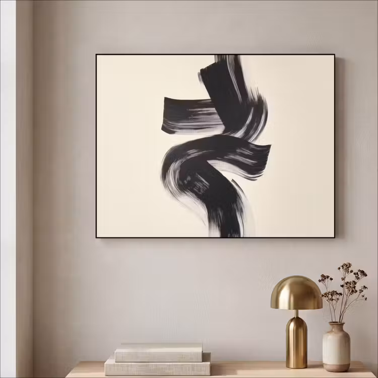 Strepen - Zwart - Abstract Textielframe - compleet frame klein -sfeer2