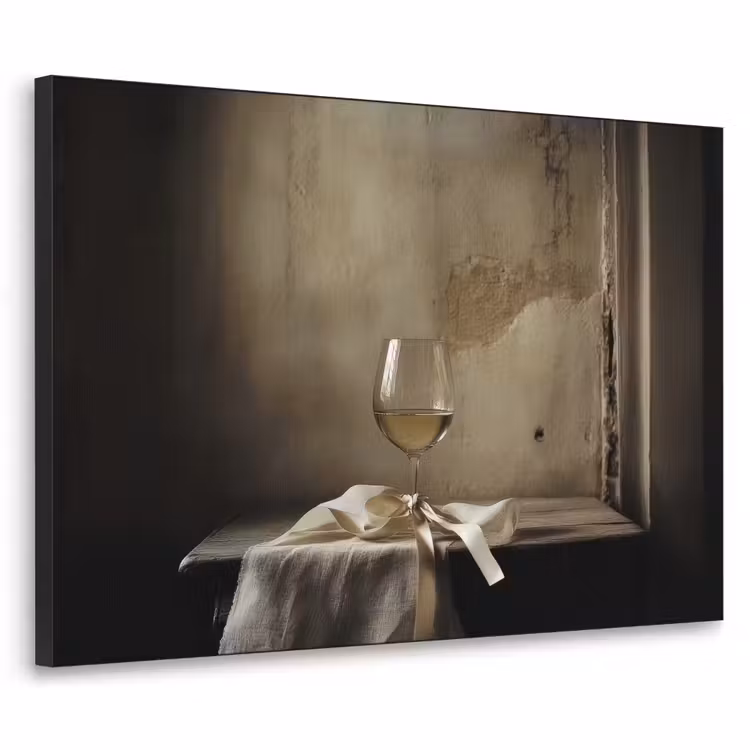 Strik - Beige - Witte - Wijn Textielframe zwart klein -3d
