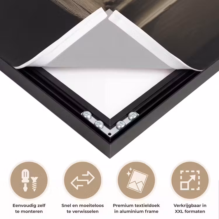 Strik - Beige - Witte - Wijn Textielframe zwart klein -USP_closeupNL