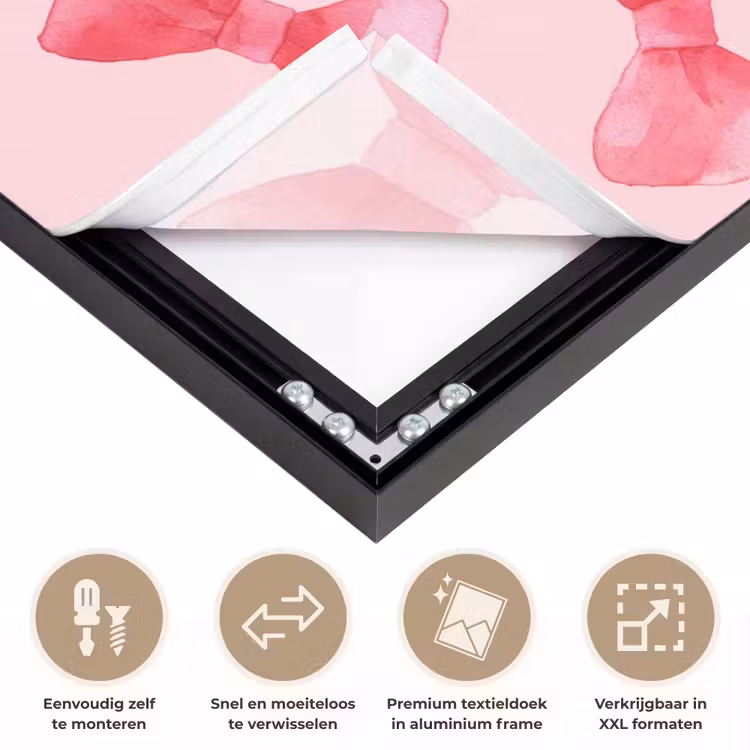 Strikken - Aquarel - Roze Textielframe zwart klein 947 -USP_closeupNL