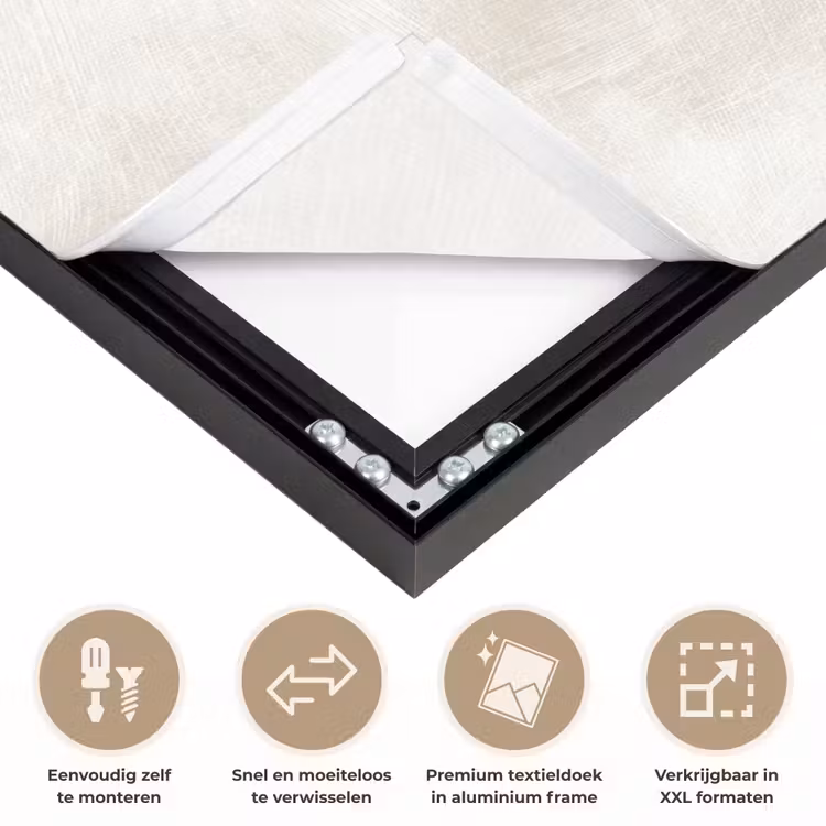 Subtiel - Structuur - Beige Textielframe zwart klein 947 -USP_closeupNL