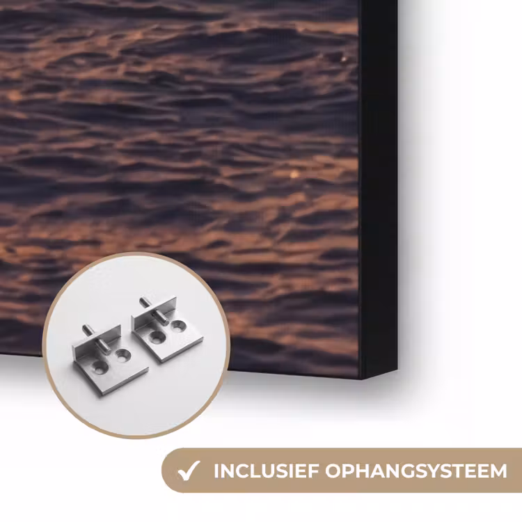 Surfer - Golf - Oceaan - Sport - Oranje Textielframe zwart klein -USP_ophangsysteemNL