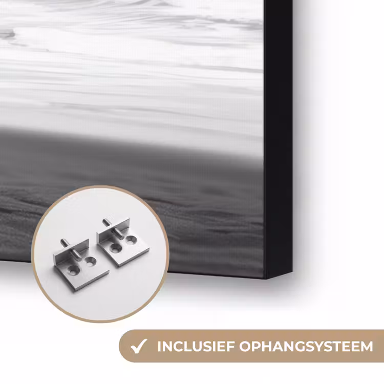 Surfplank - Zand - Zee Textielframe zwart klein -USP_ophangsysteemNL