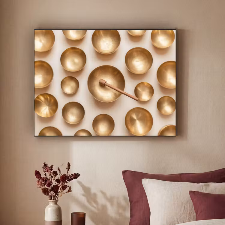 Symmetrisch - Goud - Brons - Balans Textielframe - compleet frame klein -sfeer1