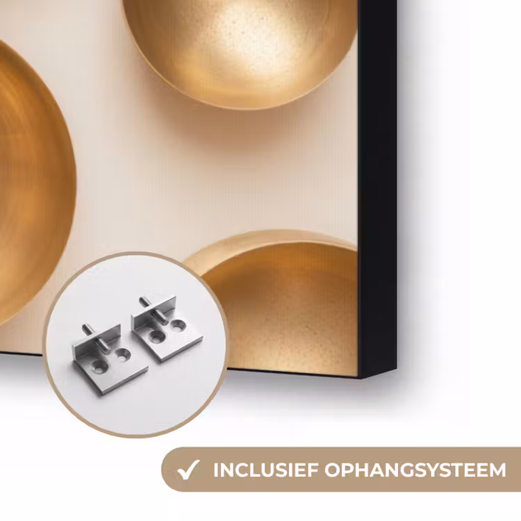 Symmetrisch - Goud - Brons - Balans Textielframe zwart klein -USP_ophangsysteemNL