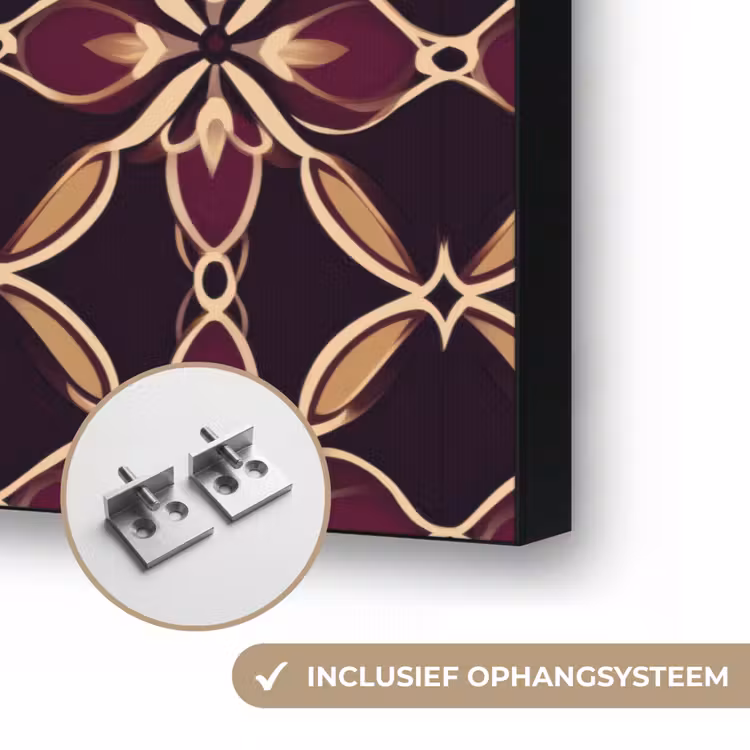 Symmetrisch - Tegel - Burgundy Textielframe zwart klein 947 -USP_ophangsysteemNL