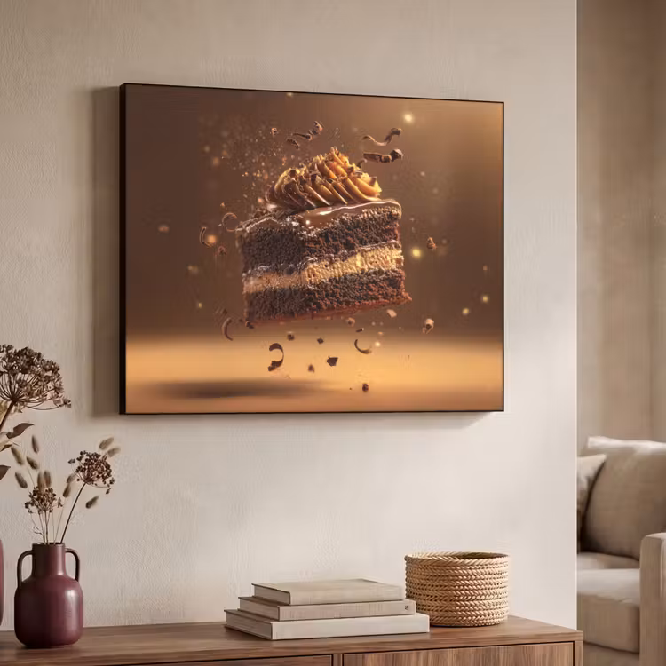 Taart - Chocolade - Eten - Brownie Textielframe zwart klein -sfeer3