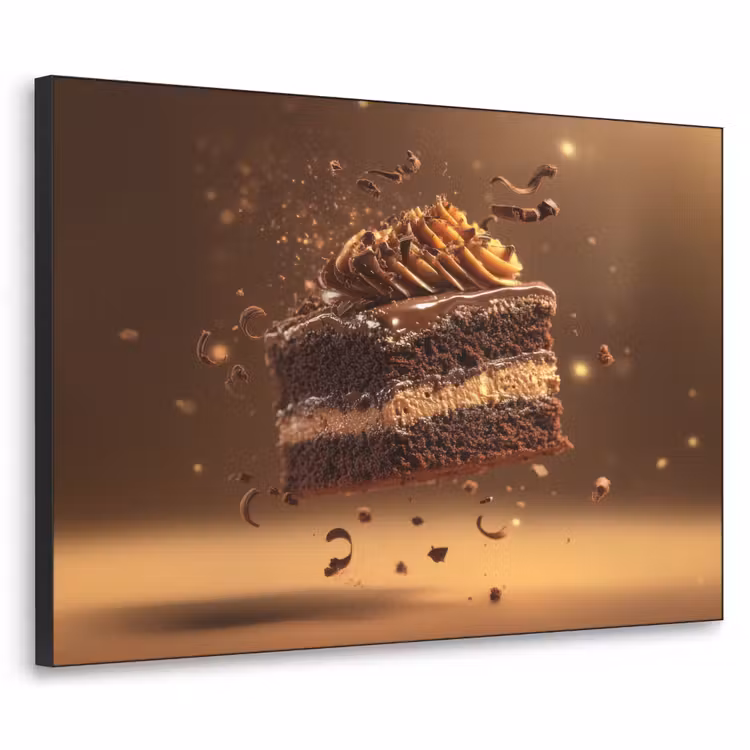 Taart - Chocolade - Eten - Brownie Textielframe zwart klein -3d