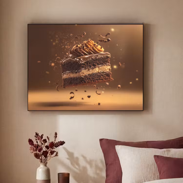 Taart - Chocolade - Eten - Brownie Textielframe - compleet frame klein -sfeer1