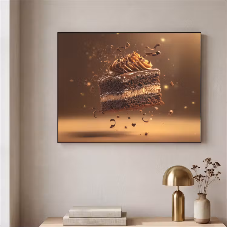 Taart - Chocolade - Eten - Brownie Textielframe - compleet frame klein -sfeer2