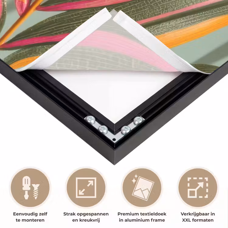Tak - Bladeren - Kleurrijk - Schaduw Textielframe zwart klein -USP_feed_closeupNL