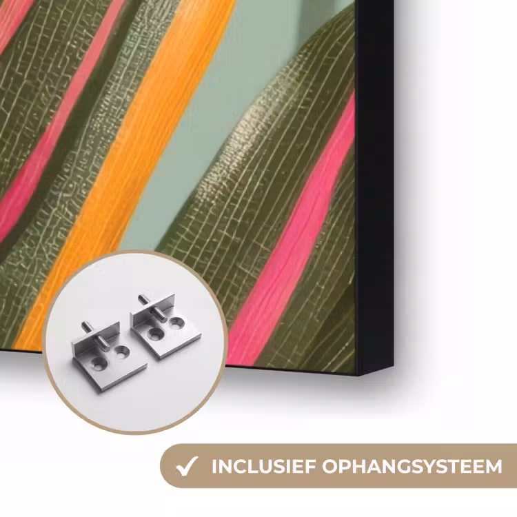 Tak - Bladeren - Kleurrijk - Schaduw Textielframe zwart klein -USP_ophangsysteemNL