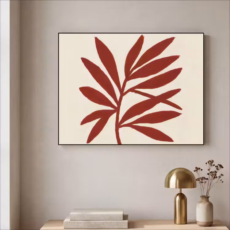 Tak - Bladeren - Rood Textielframe - compleet frame klein -sfeer2