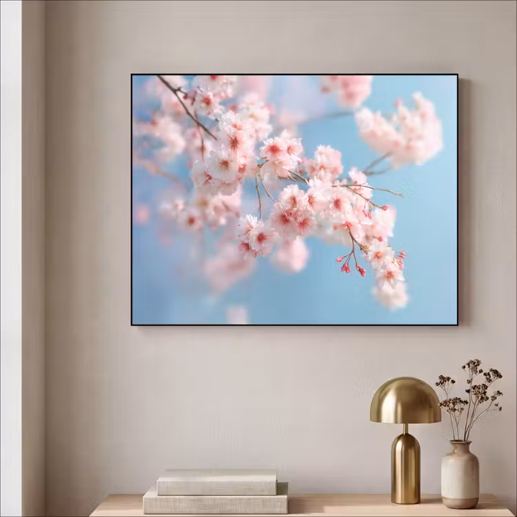 Takken - Bloesems - Roze Textielframe - compleet frame klein -sfeer2