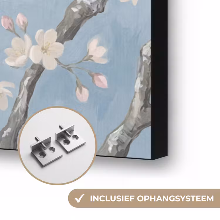 Takken - Kersenbloesem - Blauw Textielframe zwart klein -USP_ophangsysteemNL
