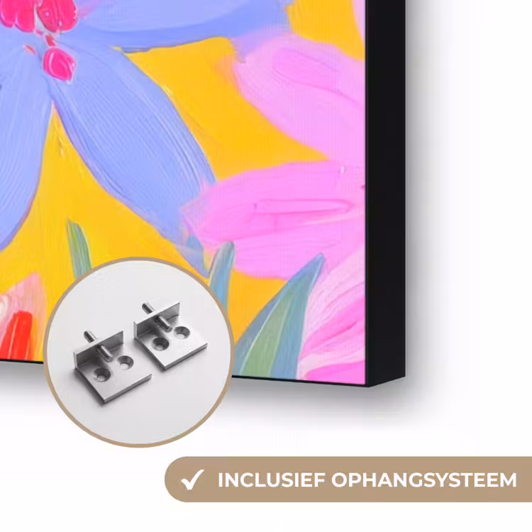 Tas - Roze - Bloemen Textielframe zwart klein -USP_ophangsysteemNL