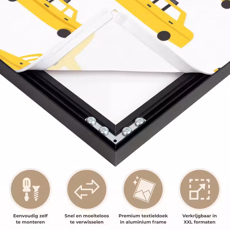 Taxi - Iconisch - Geel Textielframe zwart klein 947 -USP_closeupNL