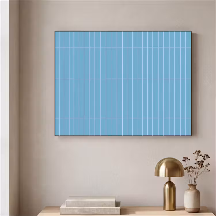 Tegel - Langwerpig - Patroon - Blauw Textielframe zwart klein 947 -sfeer2