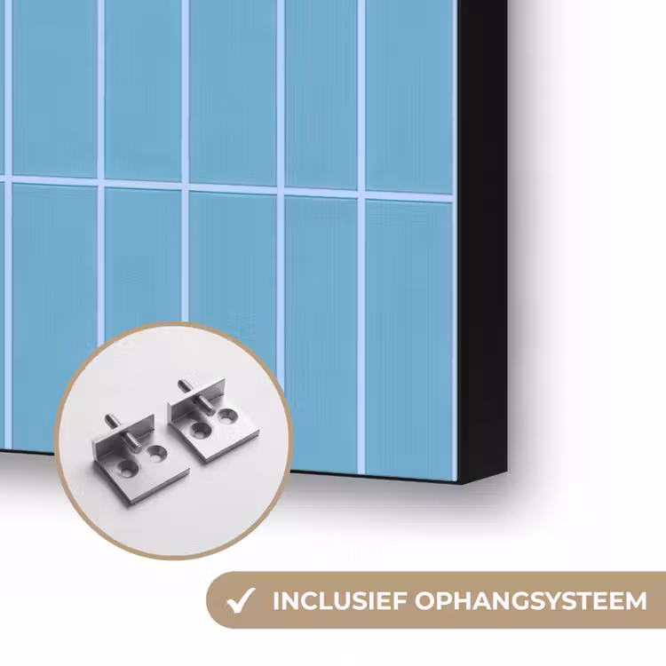 Tegel - Langwerpig - Patroon - Blauw Textielframe zwart klein 947 -USP_ophangsysteemNL