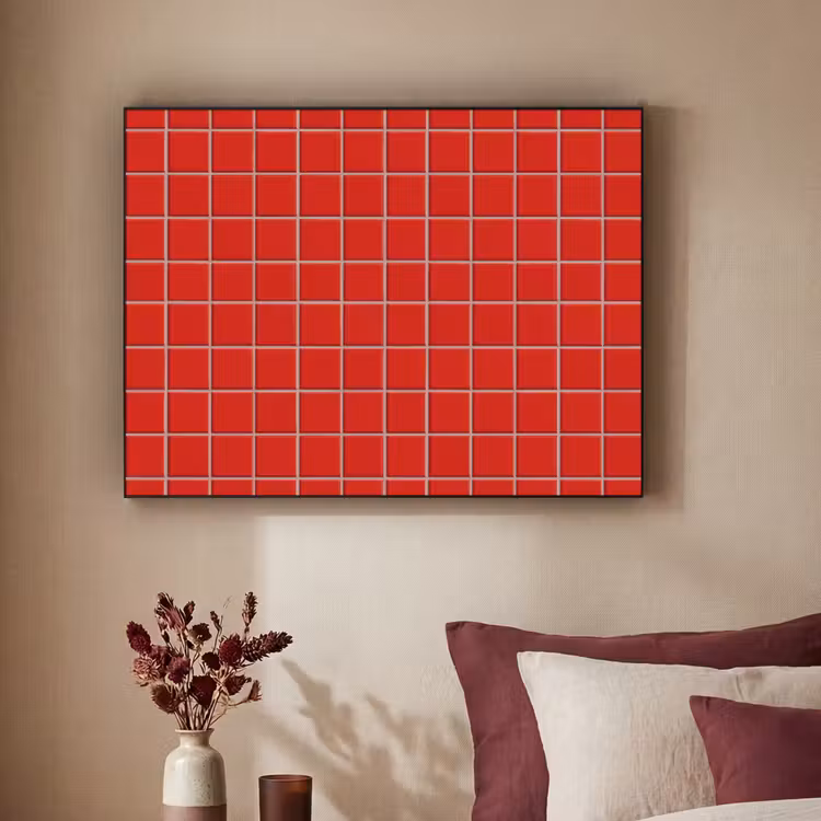 Tegel - Patroon - Kersen - Rood Textielframe zwart klein 947 -sfeer1