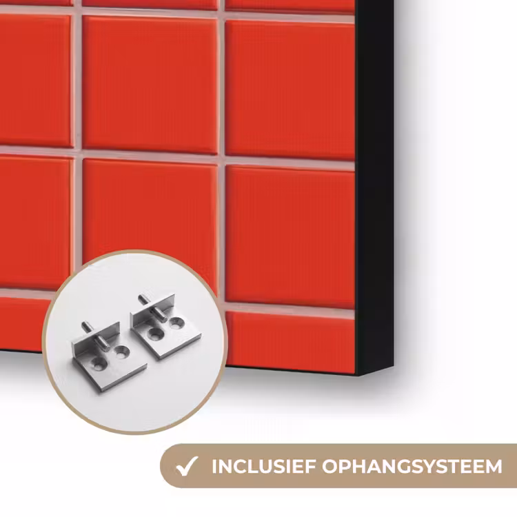 Tegel - Patroon - Kersen - Rood Textielframe zwart klein 947 -USP_ophangsysteemNL