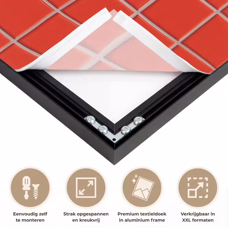 Tegel - Patroon - Kersen - Rood Textielframe zwart klein 947 -USP_feed_closeupNL