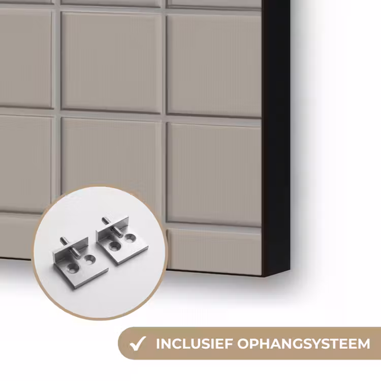 Tegel - Patroon Kiezel - Grijs Textielframe zwart klein 947 -USP_ophangsysteemNL