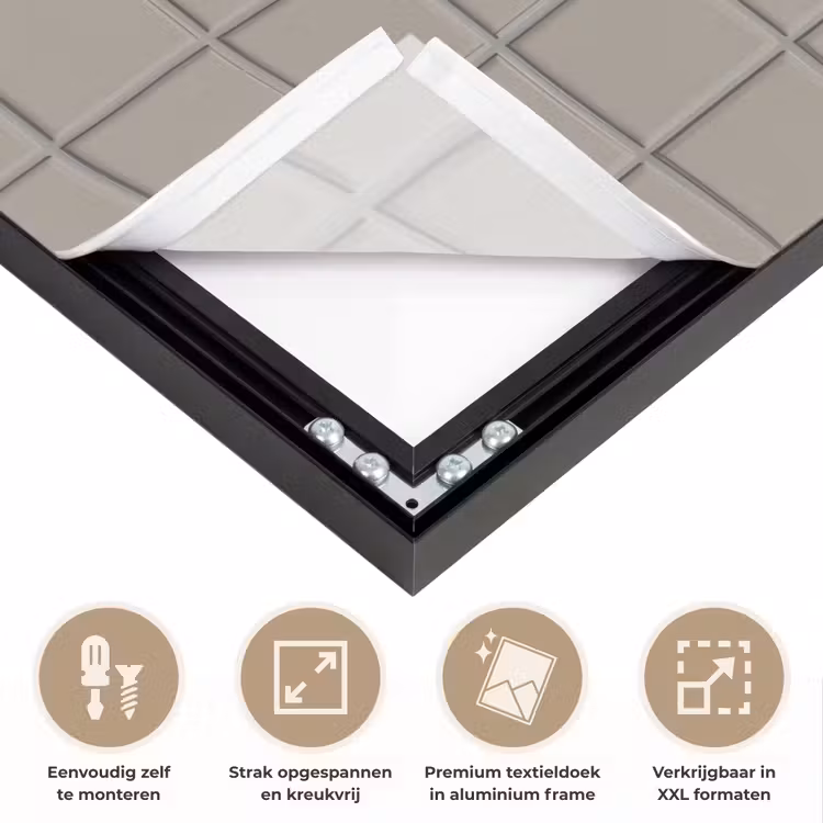 Tegel - Patroon Kiezel - Grijs Textielframe zwart klein 947 -USP_feed_closeupNL