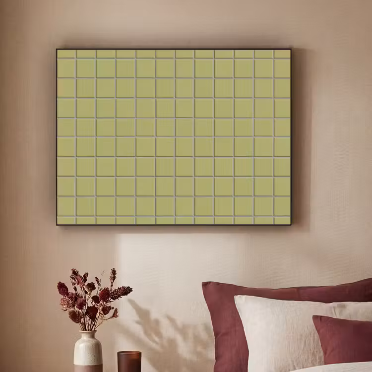 Tegel - Patroon - Olijfgroen Textielframe zwart klein 947 -sfeer1