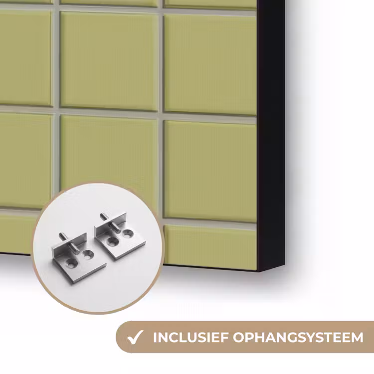 Tegel - Patroon - Olijfgroen Textielframe zwart klein 947 -USP_ophangsysteemNL