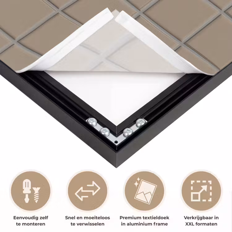 Tegel - Patroon - Taupe Textielframe zwart klein 947 -USP_closeupNL