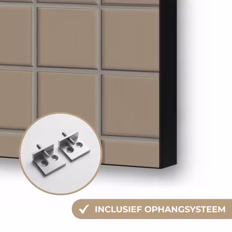 Tegel - Patroon - Taupe Textielframe zwart klein 947 -USP_ophangsysteemNL