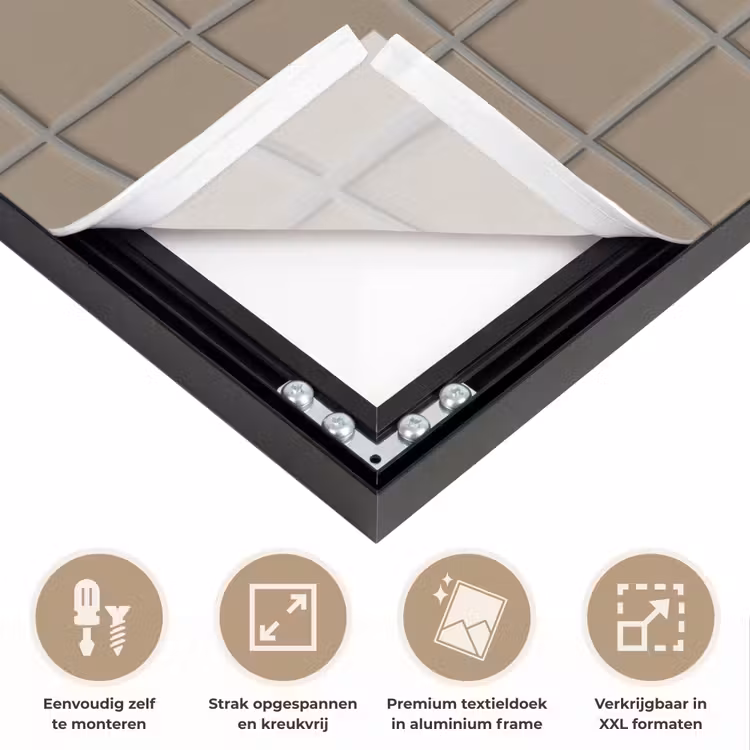 Tegel - Patroon - Taupe Textielframe zwart klein 947 -USP_feed_closeupNL