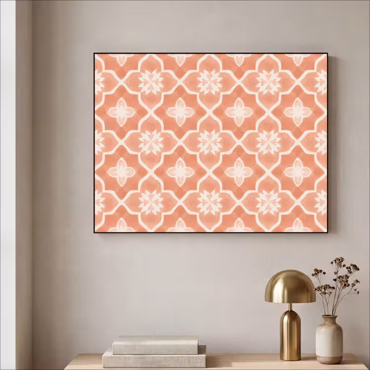 Tegelpatroon - Arabesk - Vintage - Terracotta Textielframe zwart klein 947 -sfeer2