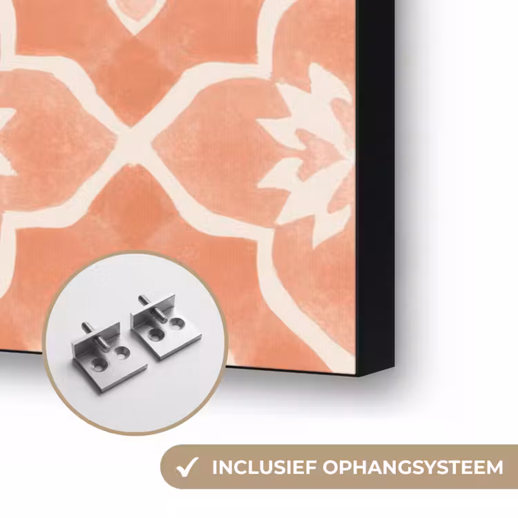 Tegelpatroon - Arabesk - Vintage - Terracotta Textielframe zwart klein 947 -USP_ophangsysteemNL