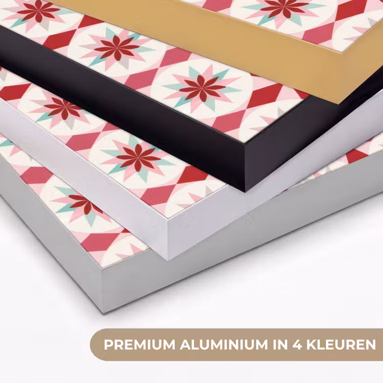 Tegelpatroon - Sterren - Retro - Roze - Mintgroen Textielframe zwart klein 947 -USP_kleurenNL