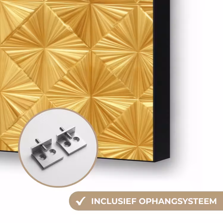 Tegels - Geometrisch - Reliëf - Goud Textielframe zwart klein 947 -USP_ophangsysteemNL