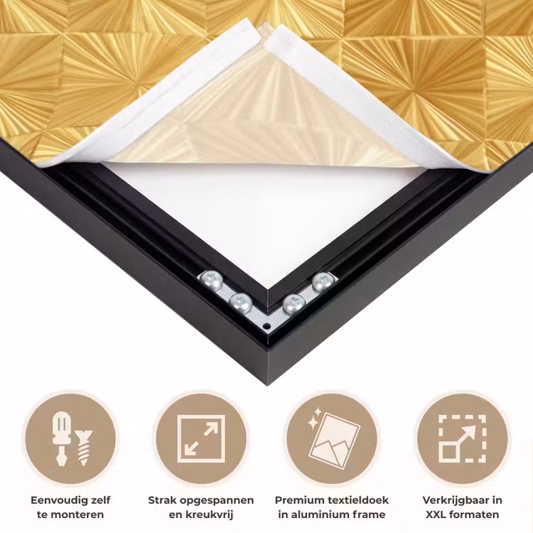 Tegels - Geometrisch - Reliëf - Goud Textielframe zwart klein 947 -USP_feed_closeupNL