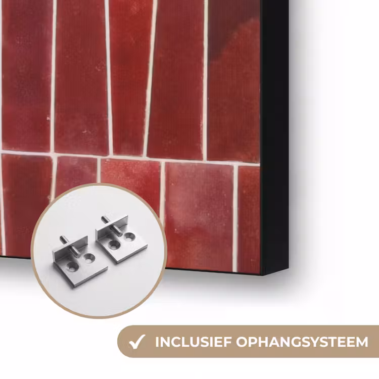 Tegels - Modern - Structuur - Dieprood Textielframe zwart klein 947 -USP_ophangsysteemNL