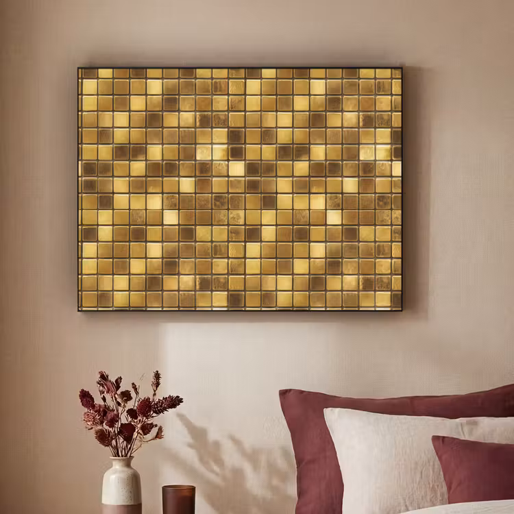 Tegels - Mozaïek - Luxe - Warm Goud Textielframe zwart klein 947 -sfeer1
