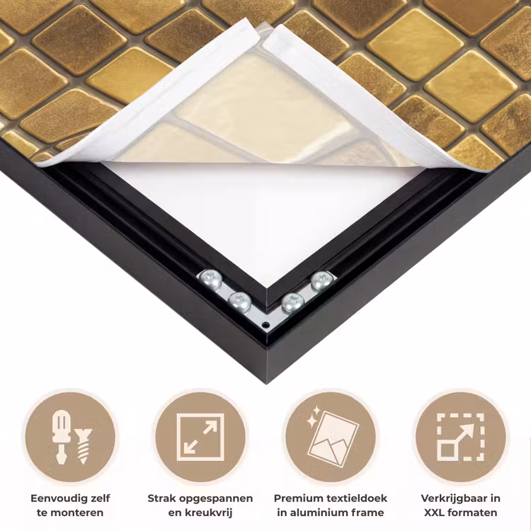 Tegels - Mozaïek - Luxe - Warm Goud Textielframe zwart klein 947 -USP_feed_closeupNL