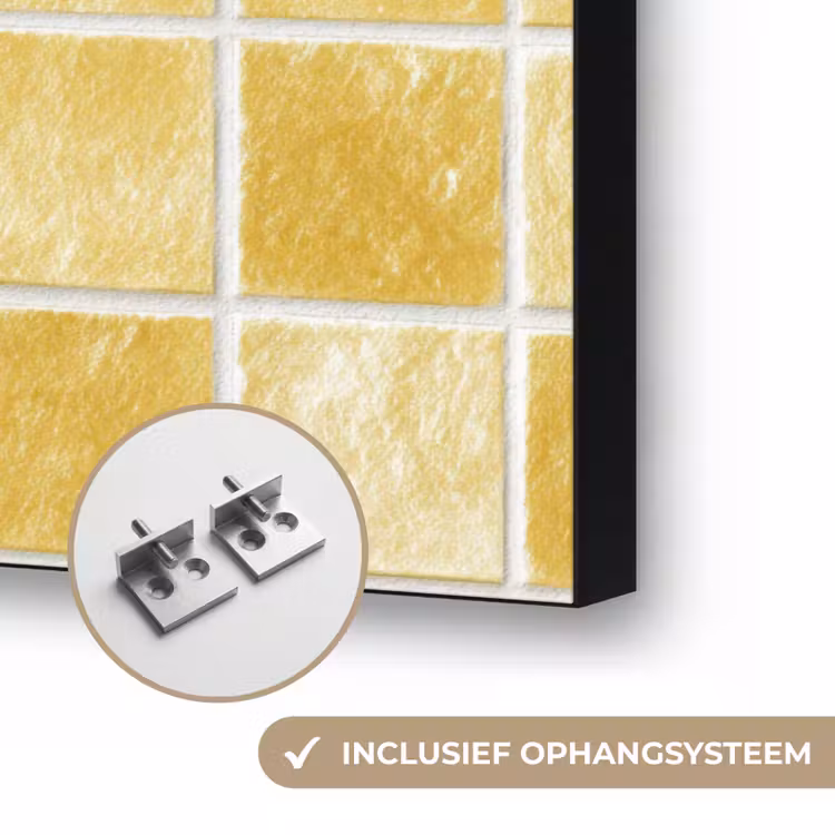 Tegels - Mozaïek - Textuur - Goudgeel Textielframe zwart klein 947 -USP_ophangsysteemNL