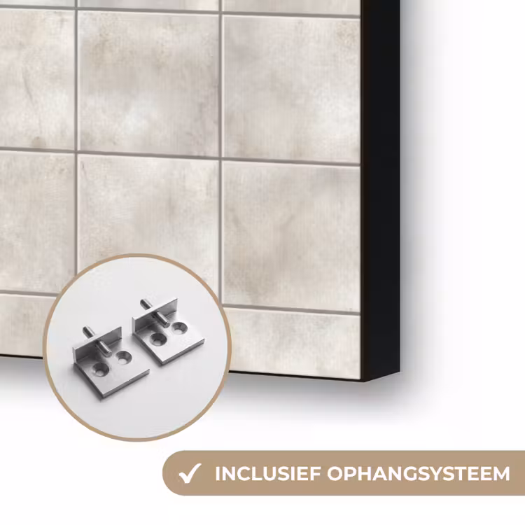 Tegels - Natuurlijk - Grijs Textielframe zwart klein 947 -USP_ophangsysteemNL