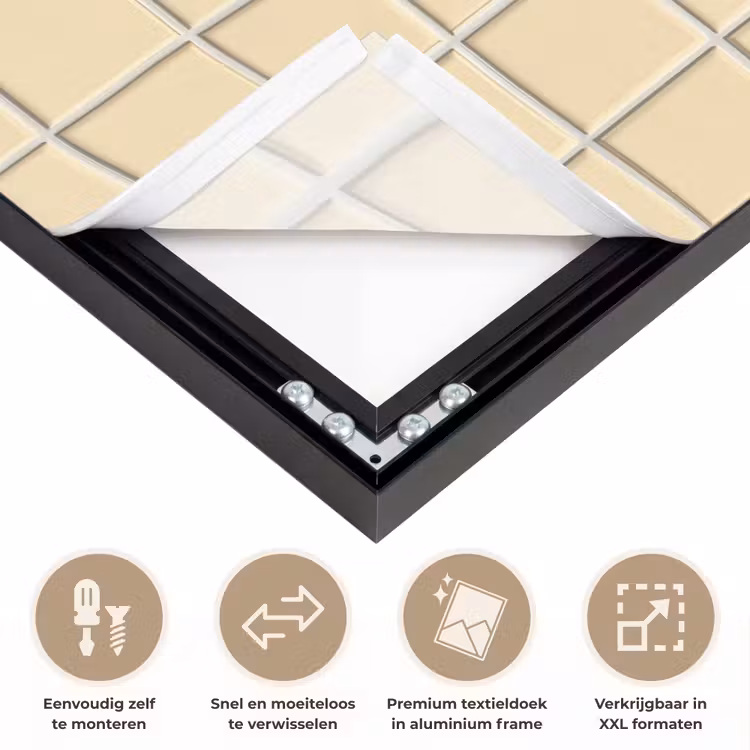 Tegels - Patroon - Crème Textielframe zwart klein 947 -USP_closeupNL