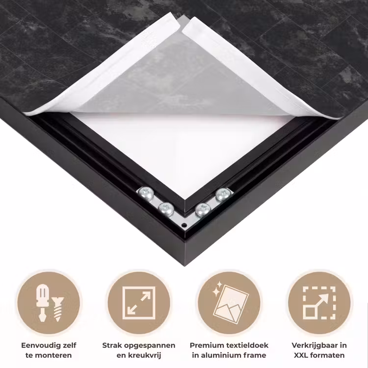 Tegels - Patroon - Marmer - Zwart Textielframe zwart klein 947 -USP_feed_closeupNL