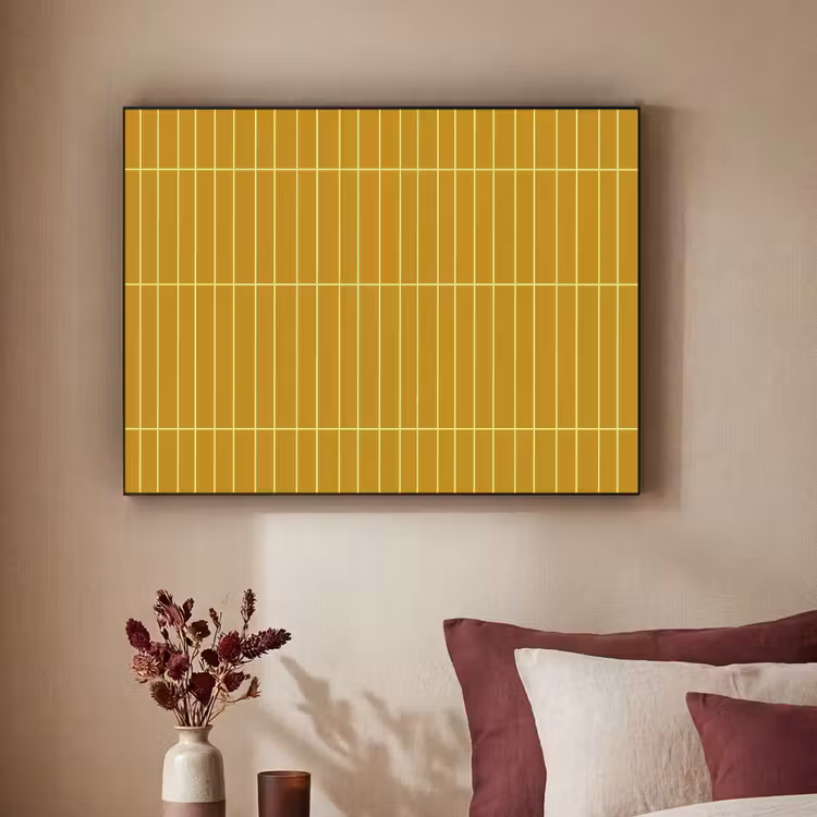Tegels - Verticaal - Mosterdgeel Textielframe zwart klein 947 -sfeer1